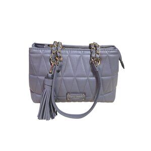 Darcy Marks London Gray Vegan Leather Quilted Hand Bag Satchel Purse